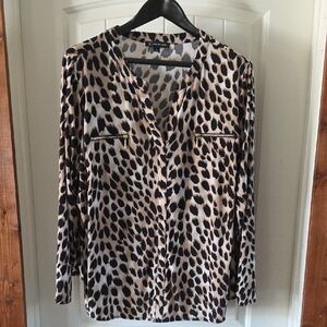 INC Leopard Print V-Neck Blouse